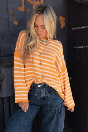 All My Stripes Oversized Sweater - Apricot