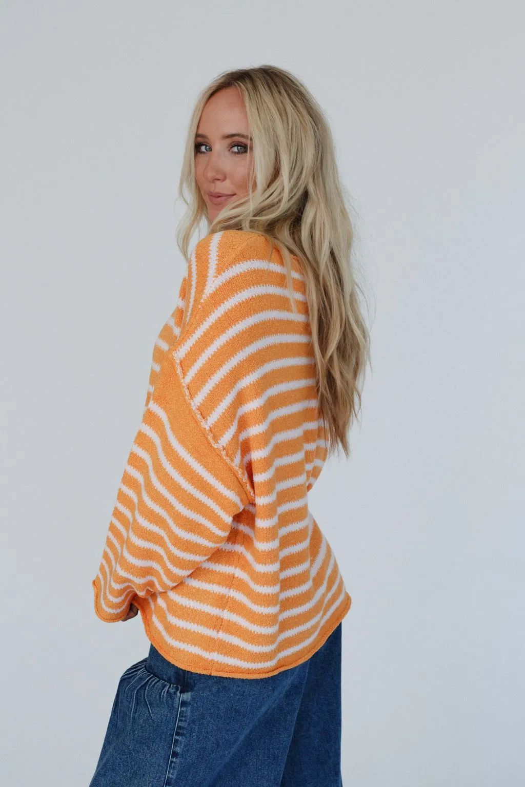 All My Stripes Oversized Sweater - Apricot