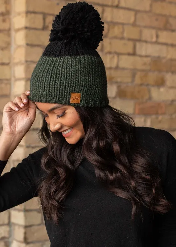 Color Block Large Pom Hat (Panache)