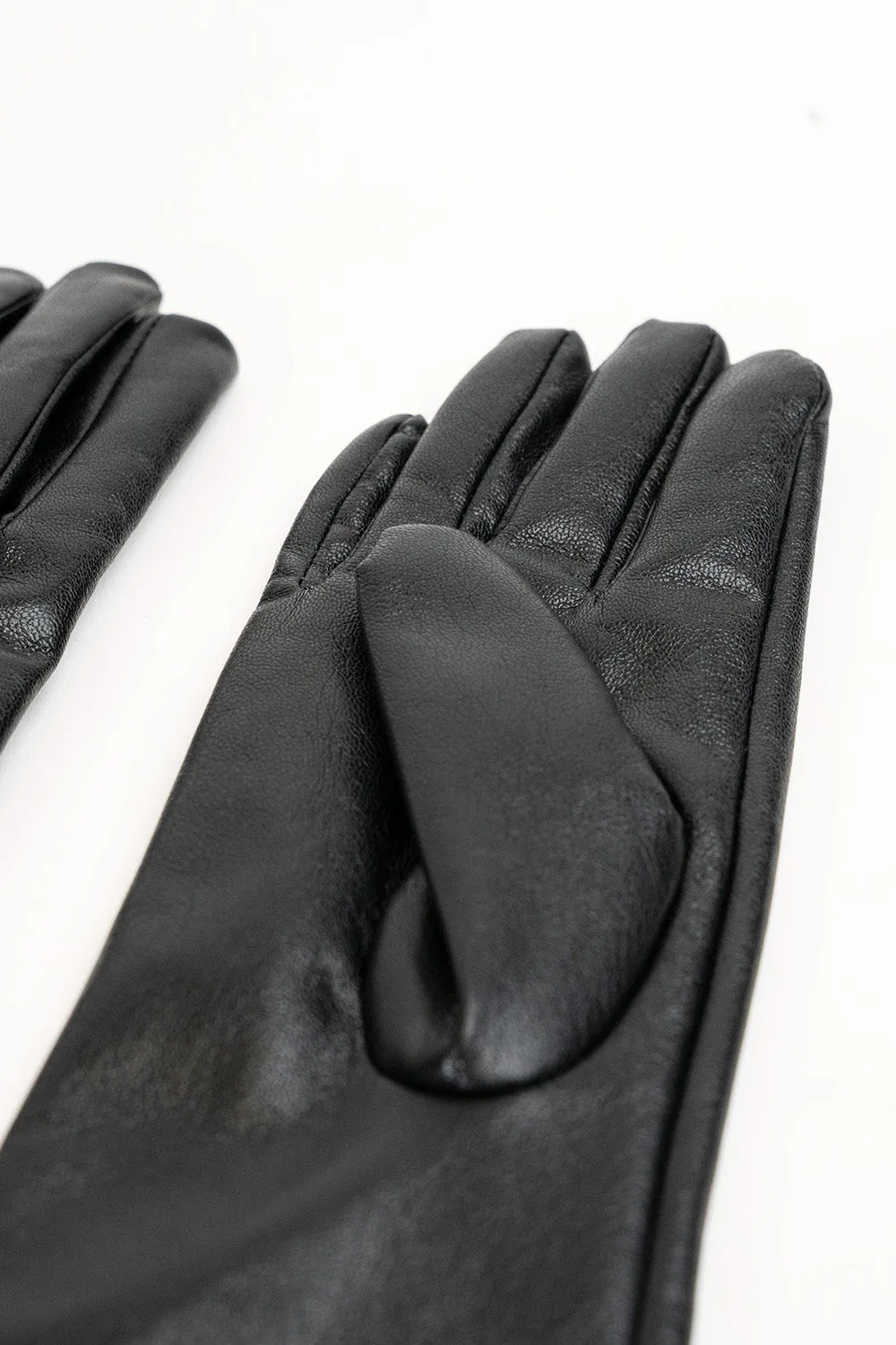 Long Faux Leather Gloves in Black