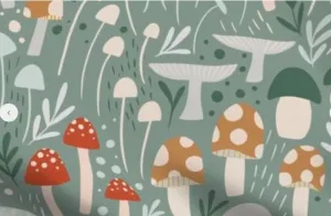 Mushroom Baby Blanket,Woodland Swaddle   Hat or Band,Green Gray Earth Tone Fungi Nursery,Nordic Decor,Cottagecore Nursery, Toadstool