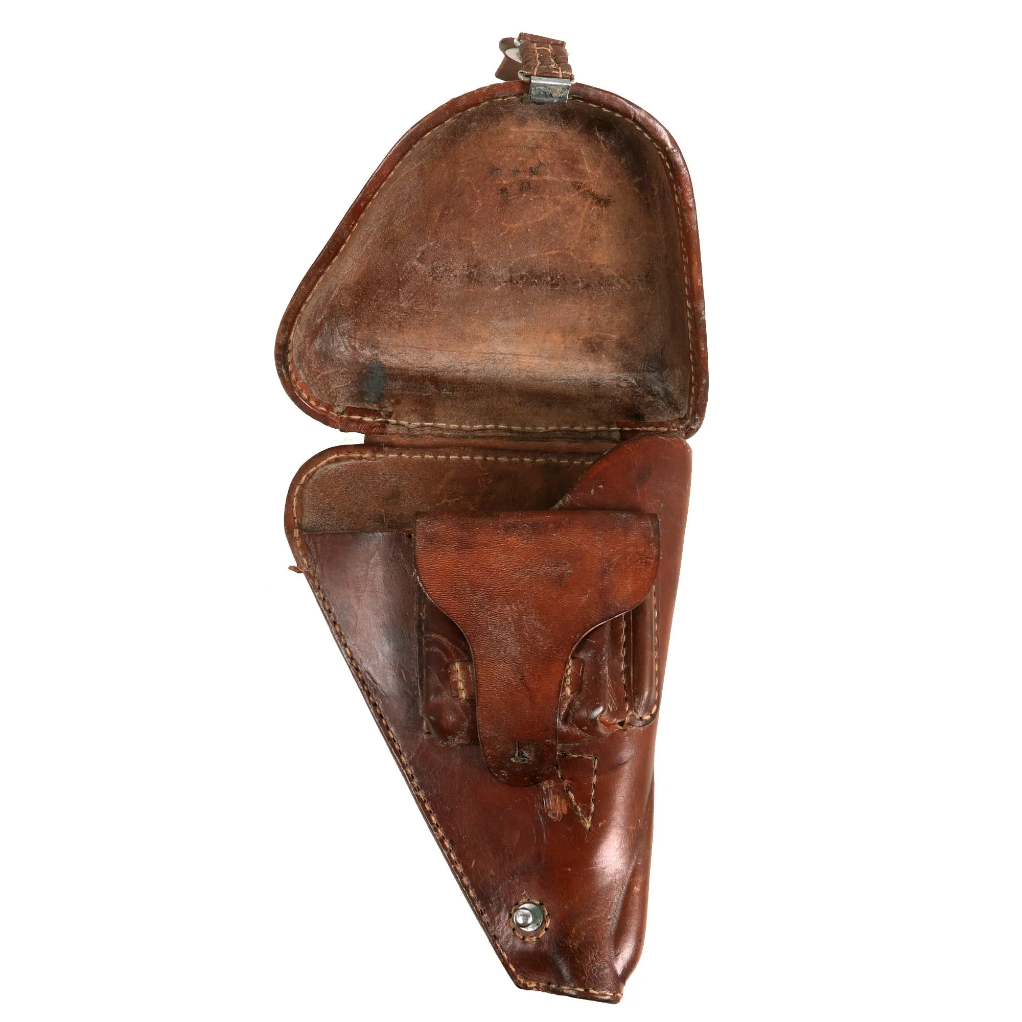 Original Japanese WWII Type 14 Nambu Pistol Leather Holster - Dated 1939 - Excellent
