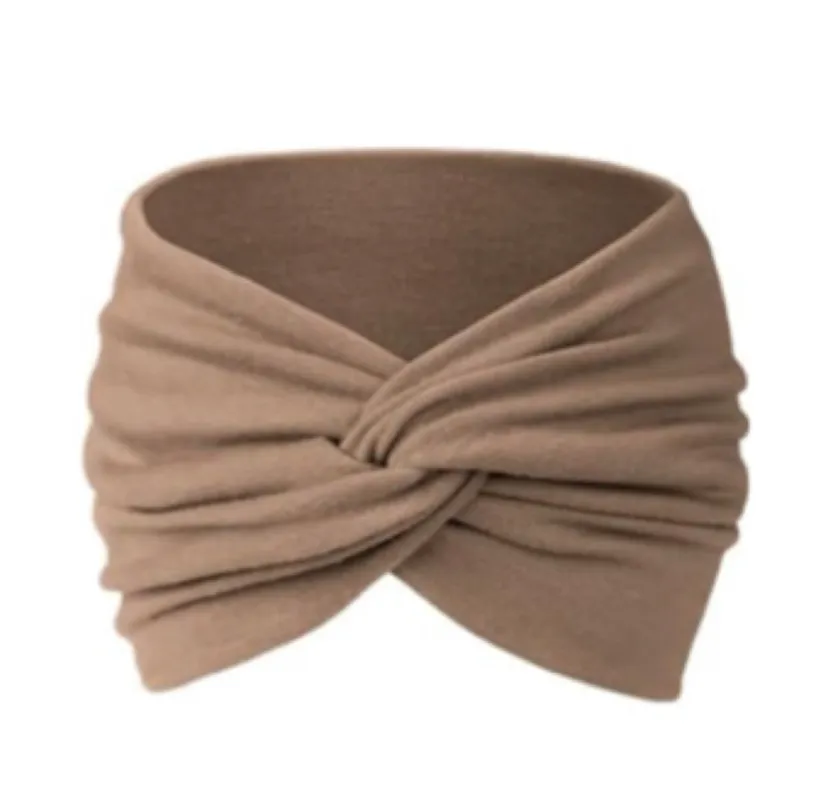 Tan Wide Twist Turban Headband Ear Warmer